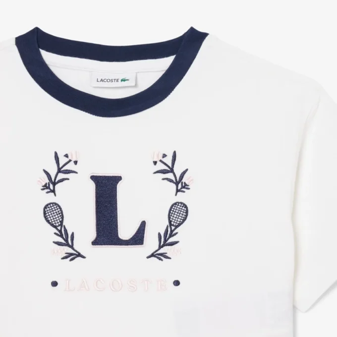 Βαμβακερό T-shirt με έμβλημα σε αντίθεση Βαμβακερό T-shirt με έμβλημα σε αντίθεση